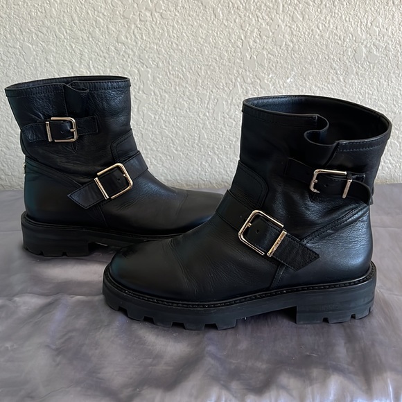 Jimmy Choo Womens Youth II Double Moto Boots Current 2022 Style Sold Out $895 - Picture 13 of 16